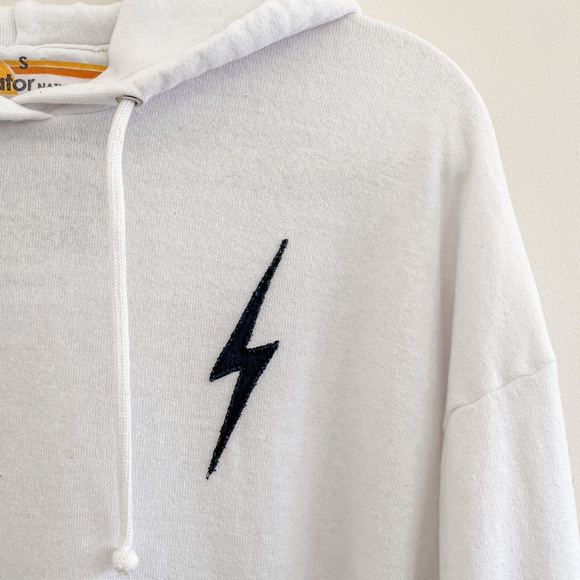 Aviator Nation Bolt Stitch Relaxed Pullover Hoodie White S - Picture 8 of 11